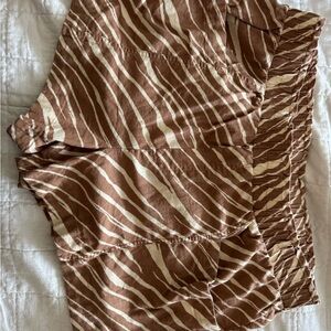Brown Zebra Print Women's Elastic Shorts